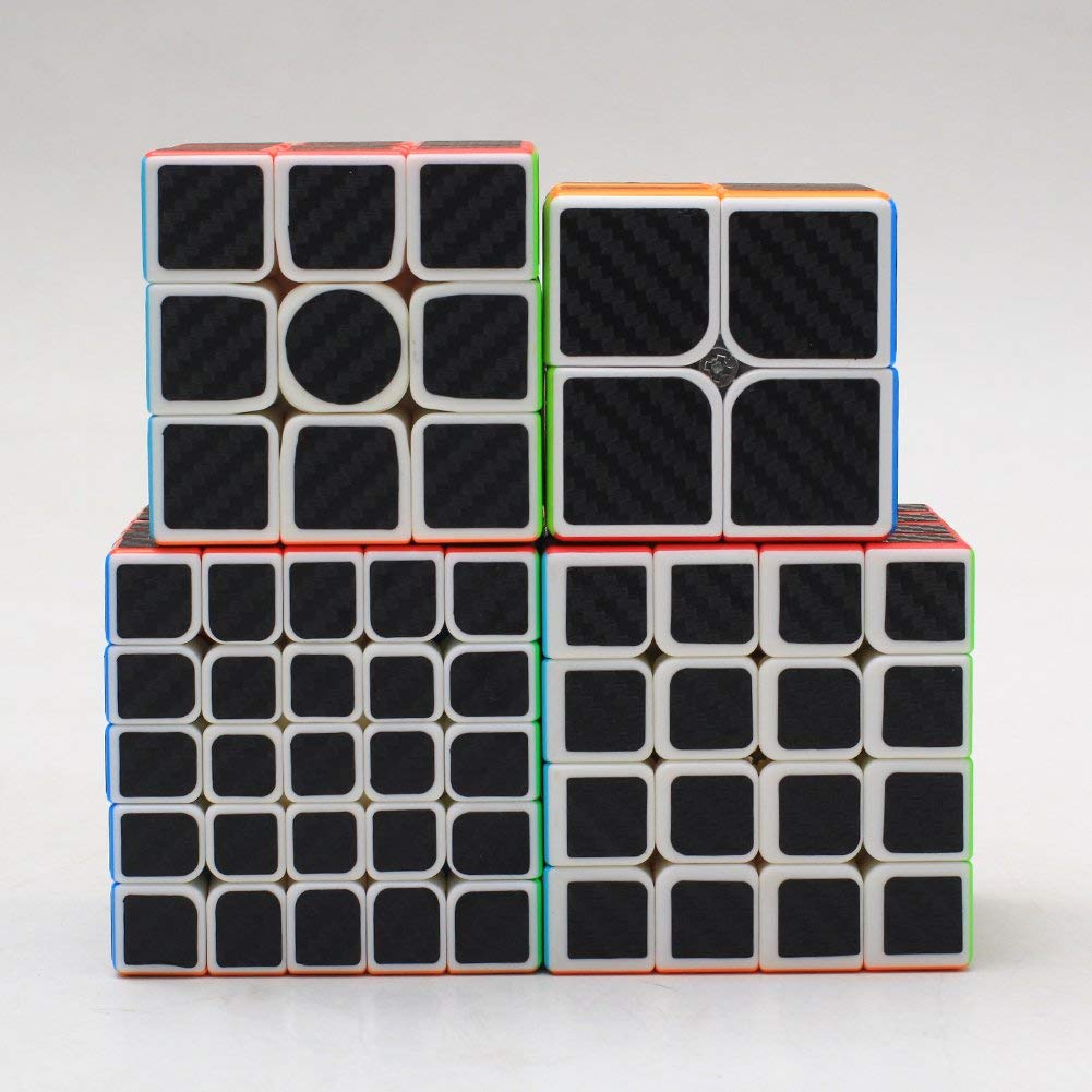CFMOUR Original Speed Cube Set, 2x2 3x3 4x4 5x5 Carbon Fiber Cube Bundle for Kids, Smooth Original Cube