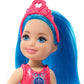 Barbie Dreamtopia Chelsea Sprite Doll, 7-inch, with Blue Hair Wearing Fashion and Accessories, Multi (GJJ94)