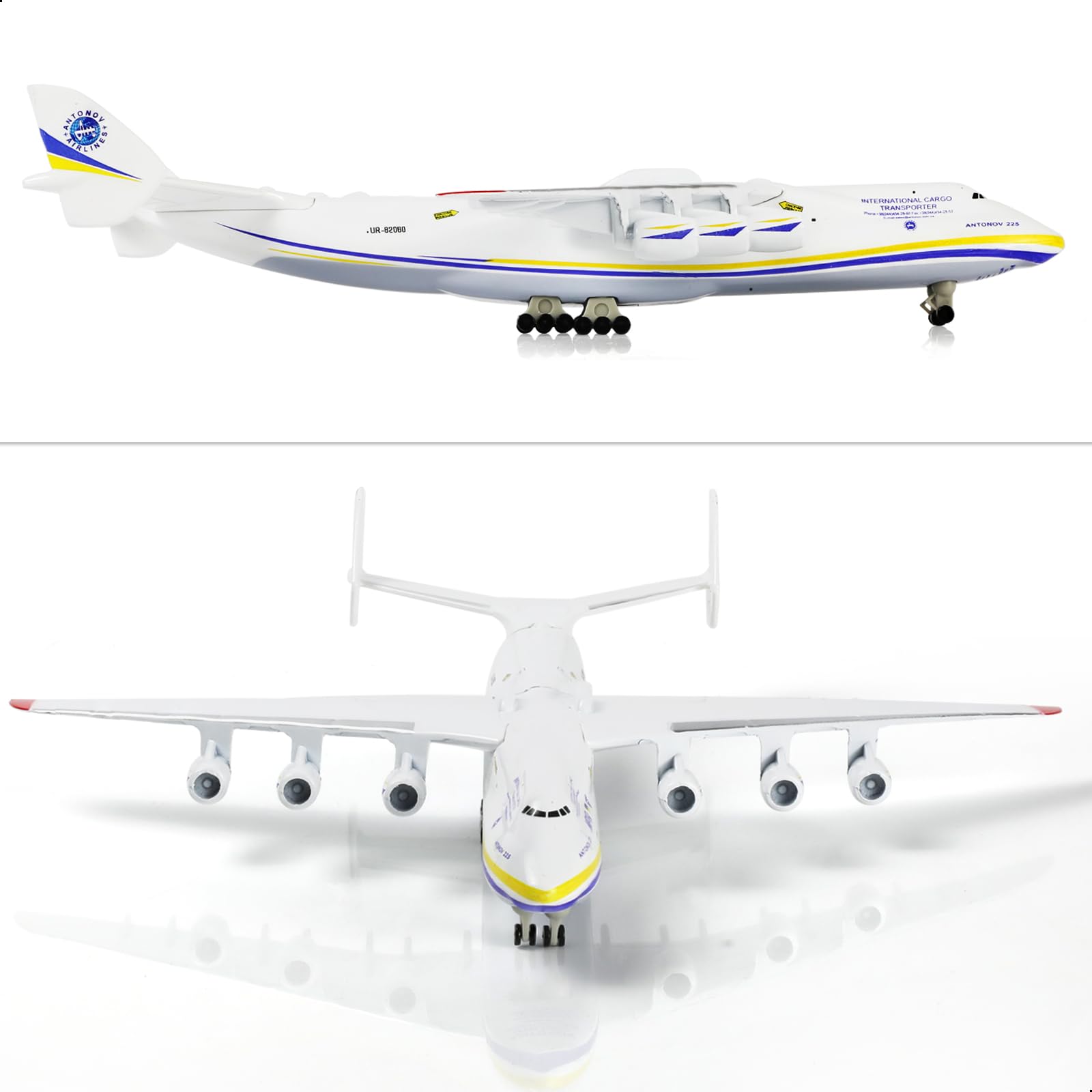 QIYUMOKE 1/400 Antonov AN-225 Mriya Diecast Airplane Model with Stand, Metal Transport Cargo Plane Model for Adult Aviation Enthusiasts Collection