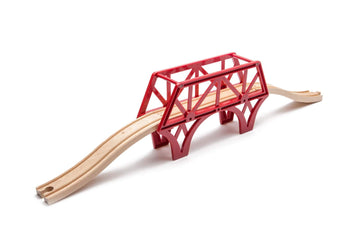 maxim enterprise, inc. 3 Piece Bridge with Ascending Tracks, Durable Plastic and Wooden Railway Suspension Bridge, Accessory Compatible with Major
