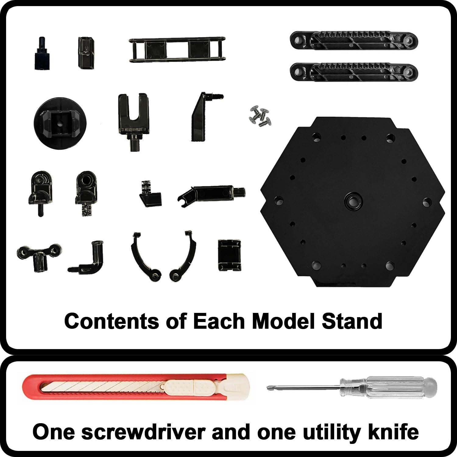 TWKUPWO Hobby Model Action Base Display Stand, Gundam Model Stand Action Figure Stand Compatible with MG RG HG Universal Models Stand (3sets Black)