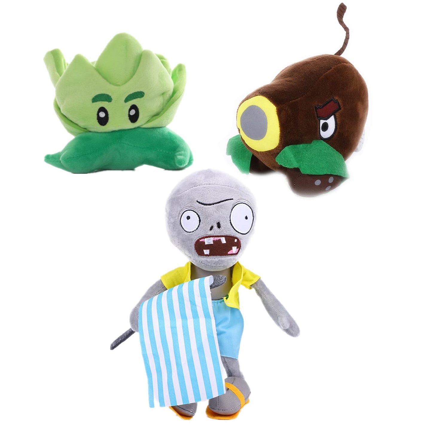 JHESAO 3 PCS Lettuce Plants and Zombies Plush Banner Zombies Toys PVZ Plush 1 2 Stuffed Soft Doll Coconut Cannon Plant Toy New