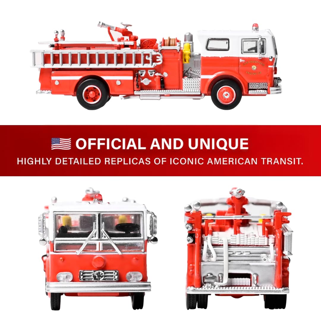 Iconic Replicas 1974 Ward Lafrance Fire Engine: San Francisco Fire Department - Engine 31 1:87 (HO) Diecast Model Fire Truck