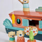 Tender Leaf Toys - Little Otter Canal Boat - 23 Pcs Furnished Wooden Boat Toy with Removeable Roof and Animal Figures - Gender-Neutral Open-Ended Play
