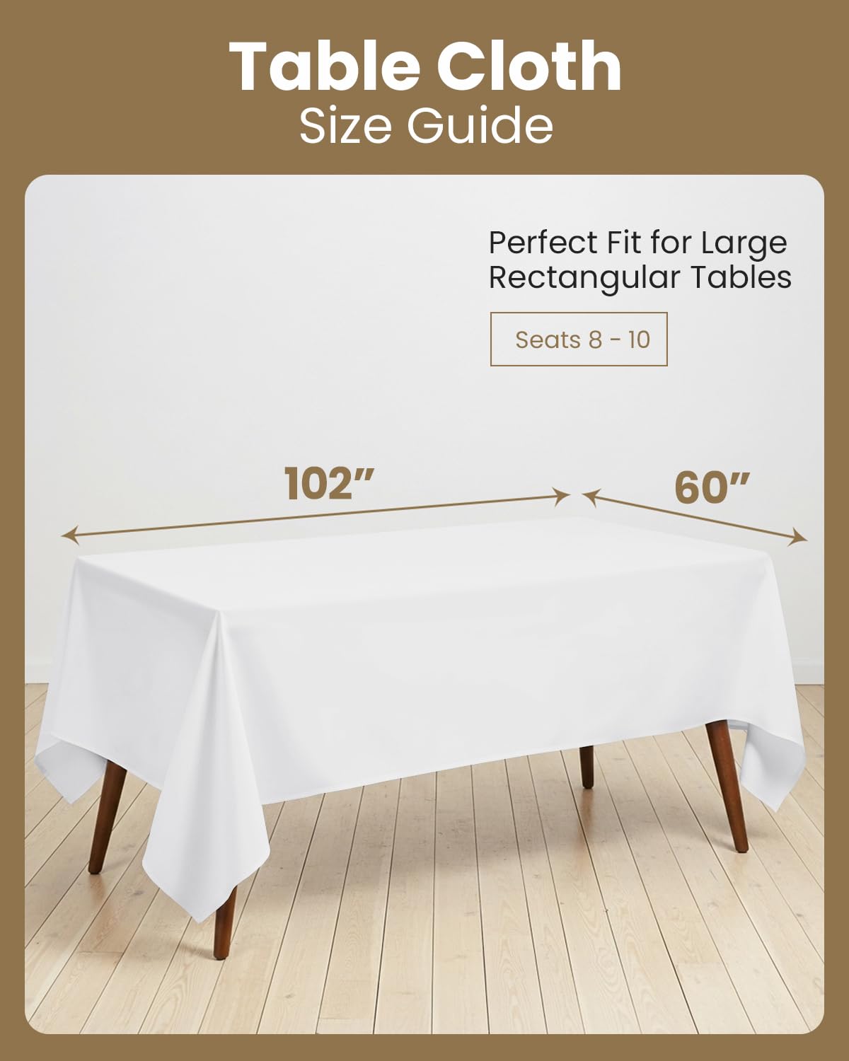 Utopia Kitchen Rectangle Table Cloth 1 Pack, Tablecloth Machine Washable, Polyester Table Cover for Dining, Buffet Parties, Picnics, Events, Weddings