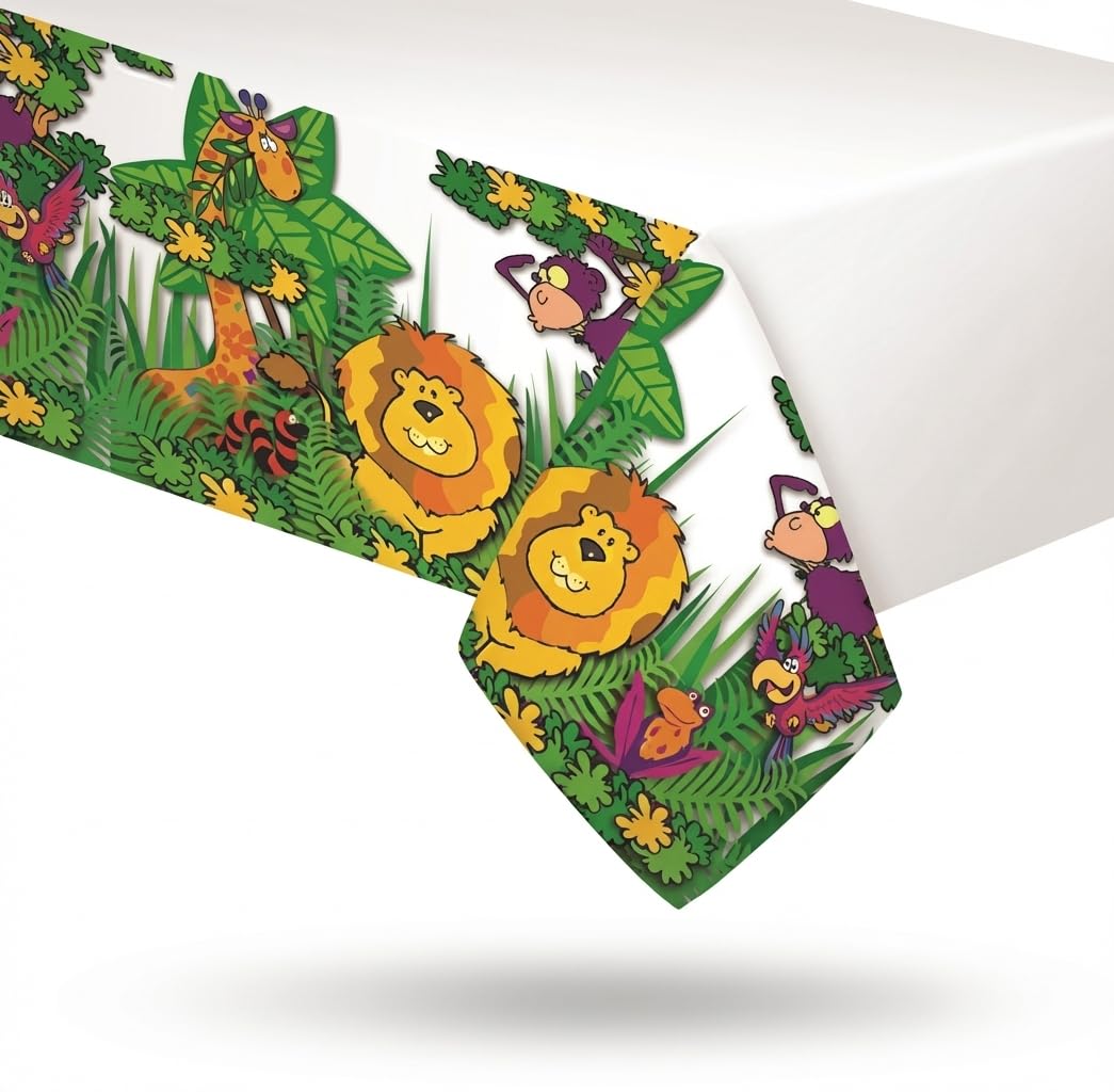 Oojami Animal Safari Theme Zoo Print Table Cover 4 Pack Tablecloth Party Supplies