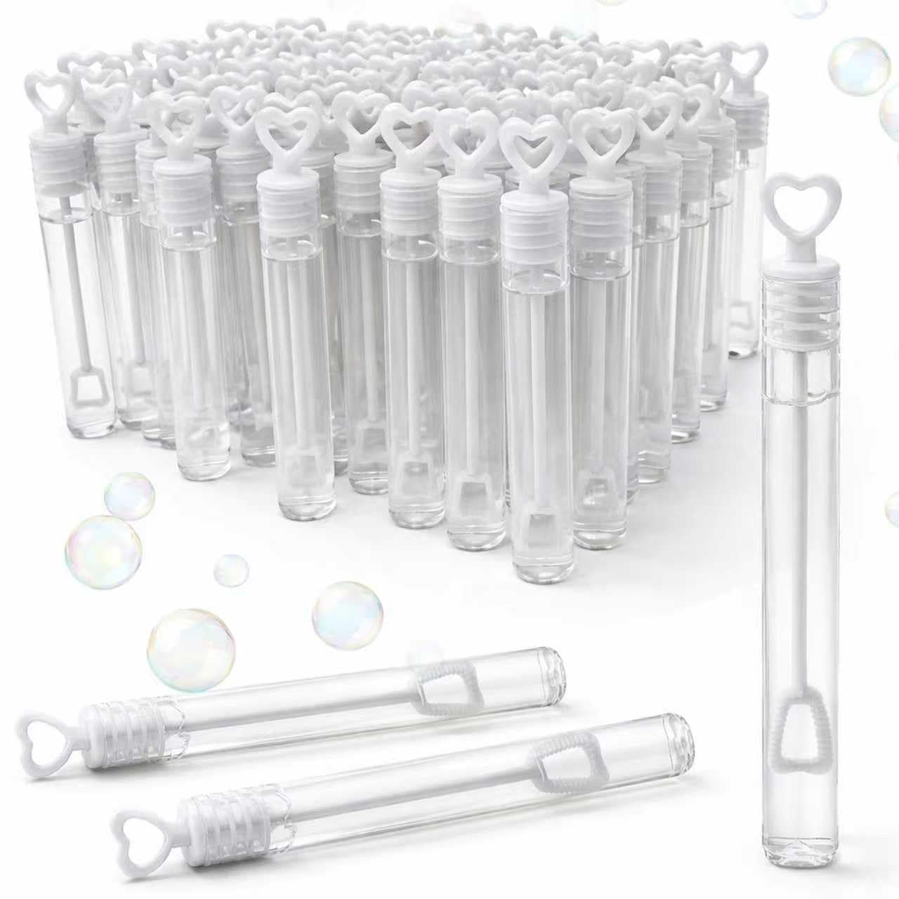 GIFTEXPRESS 96 pcs 4.2" White Heart Bubble Wands, Party Favors for Weddings Supplies, Valentine's Day, Party and Anniversaries (96 Pack)