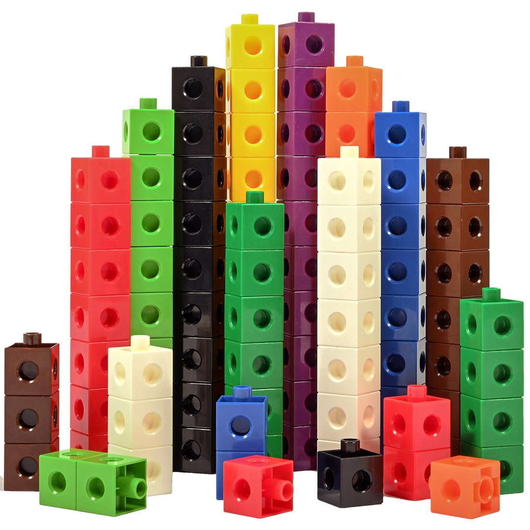 edxeducation Linking Cubes, Set of 100, Counting Cubes, Color Sorting Toys