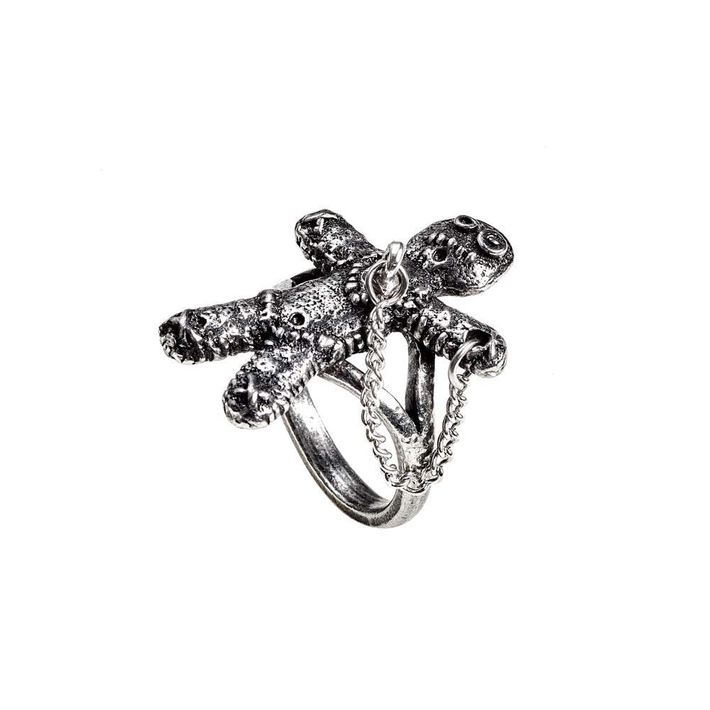 Women's Alchemy England Voodoo Doll with Stick Pin Gothic Spells Pewter Ring