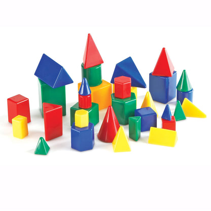 Learning Resources Mini GeoSolids - Geometry Shapes, Pattern Blocks, Homeschool, 3d School Figures for Teaching, Math Manipulatives Essentials