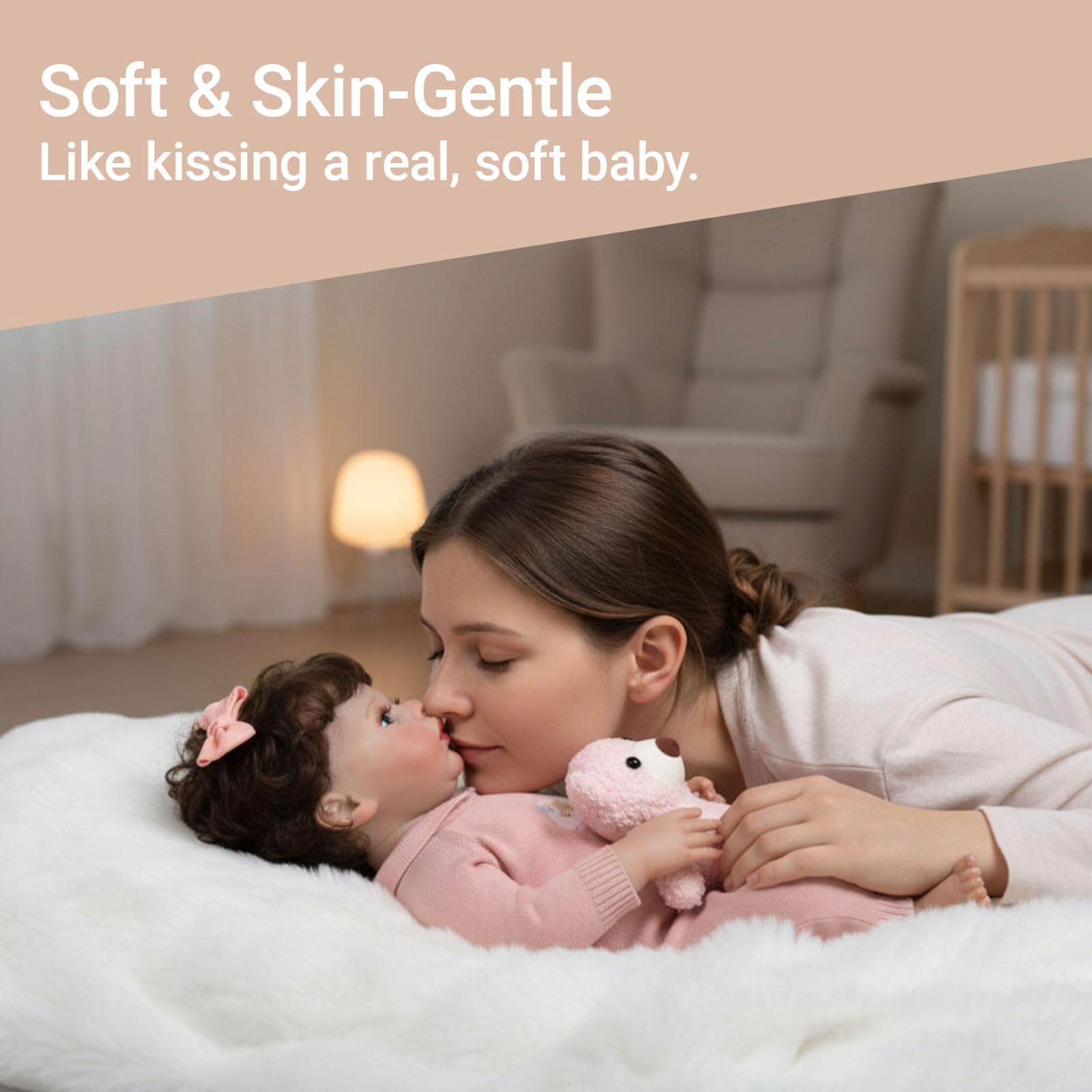 Tookyhill 16 Inch Lifelike Reborn Baby Doll, Full Vinyl Body, Poseable Limbs, Pink Knit Outfit & Bear Toy, Realistic Newborn Doll Gift for Toddler