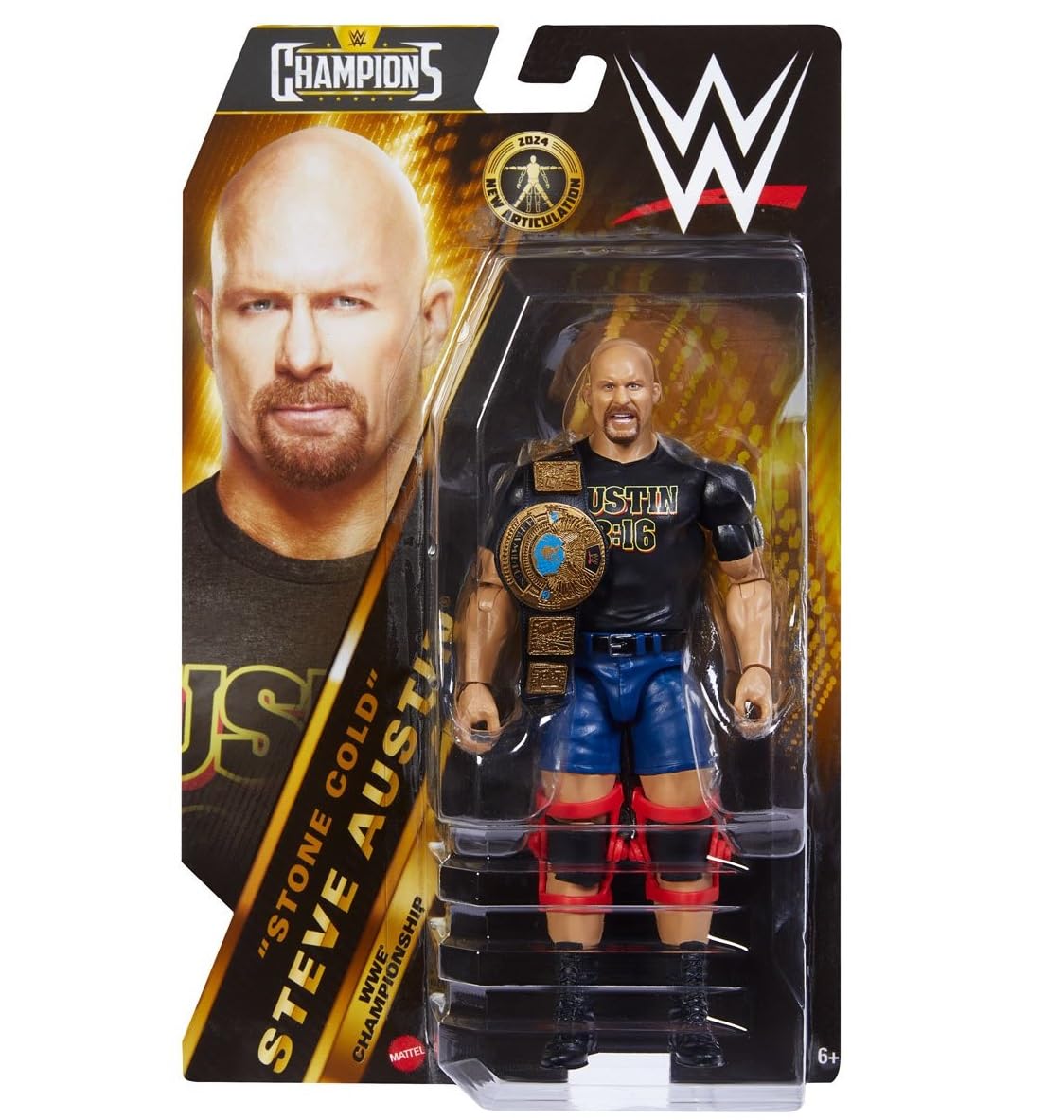 WWE Champions 2024 Wave 2 Stone Cold Steve Austin with Attitude Era Title Action Figure