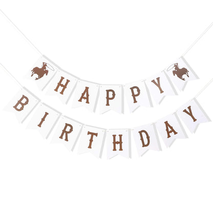 Cowboy 1st Rodeo Happy Birthday Banner,My First Rodeo Party Decor