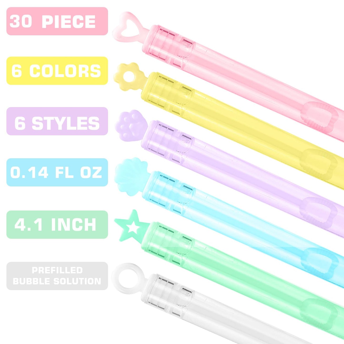 30 Pack Mini Bubble Wands, 6 Style Color Bulk Party Favors for Kids Gift