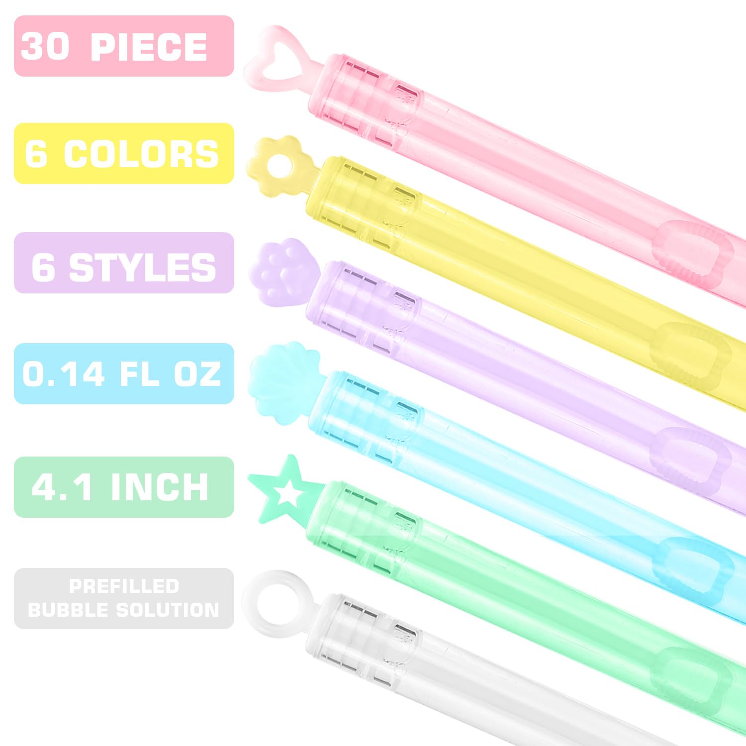 30 Pack Mini Bubble Wands, 6 Style Color Bulk Party Favors for Kids Gift