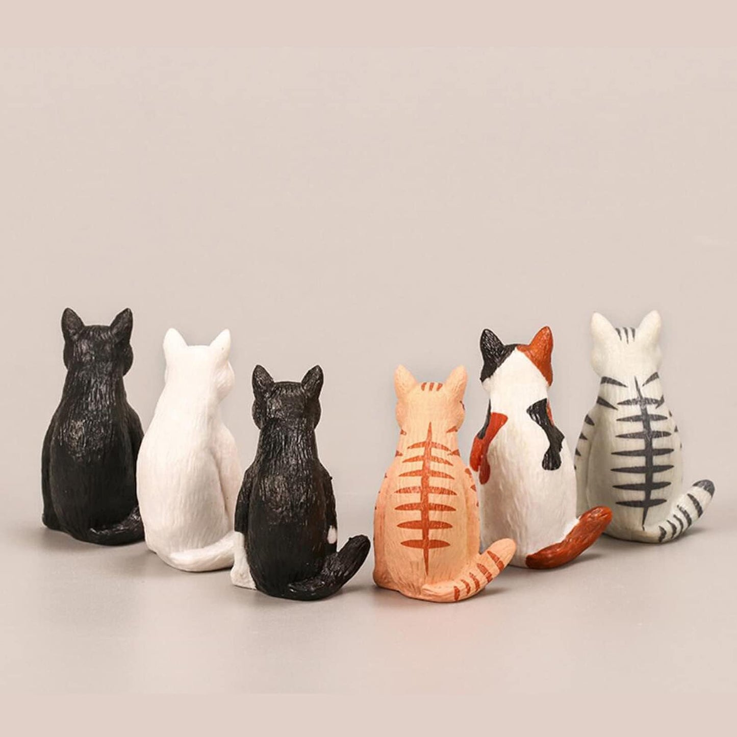 BYTERT Cat Figurines Playset, 6 Pcs Realistic Detailed Cat Figures Cat Cake Topper Figures Fairy Garden Miniature Cat Figurines Collection Playset
