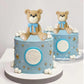 3D Bear Cake Toppers Bear Cake Decorations for Boy Girl Baby Shower Birthday Party Supplies (bule)
