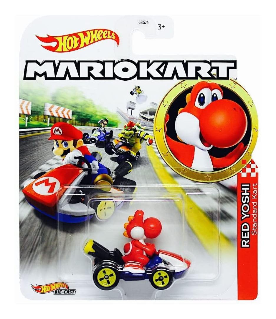 Hot Wheels Mariokart Standard Kart 1:64 Scale RedYoshi