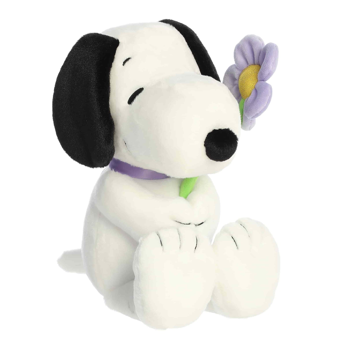 Aurora Adorable Peanuts Snoopy Stuffed Animal - Officially Licensed Toys For All Snoopy Fans - Seasonal Plush For The Spring Season - Purple Flower 9