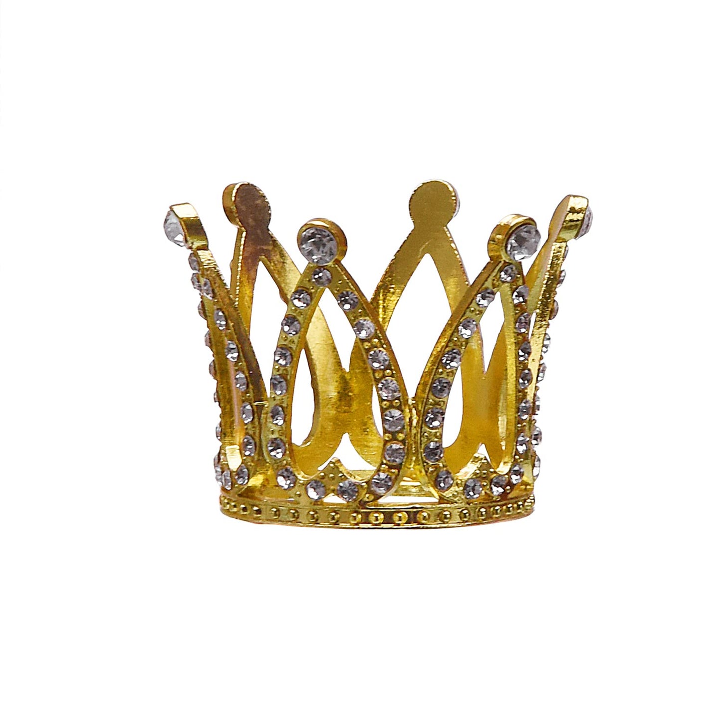 Mini Infant Crown Baby Princess Tiara Cake Topper Crystal Rhinestone Small Gold Cupcake Crown for Newborn Photo Prop Royal Prince Themed Birthday