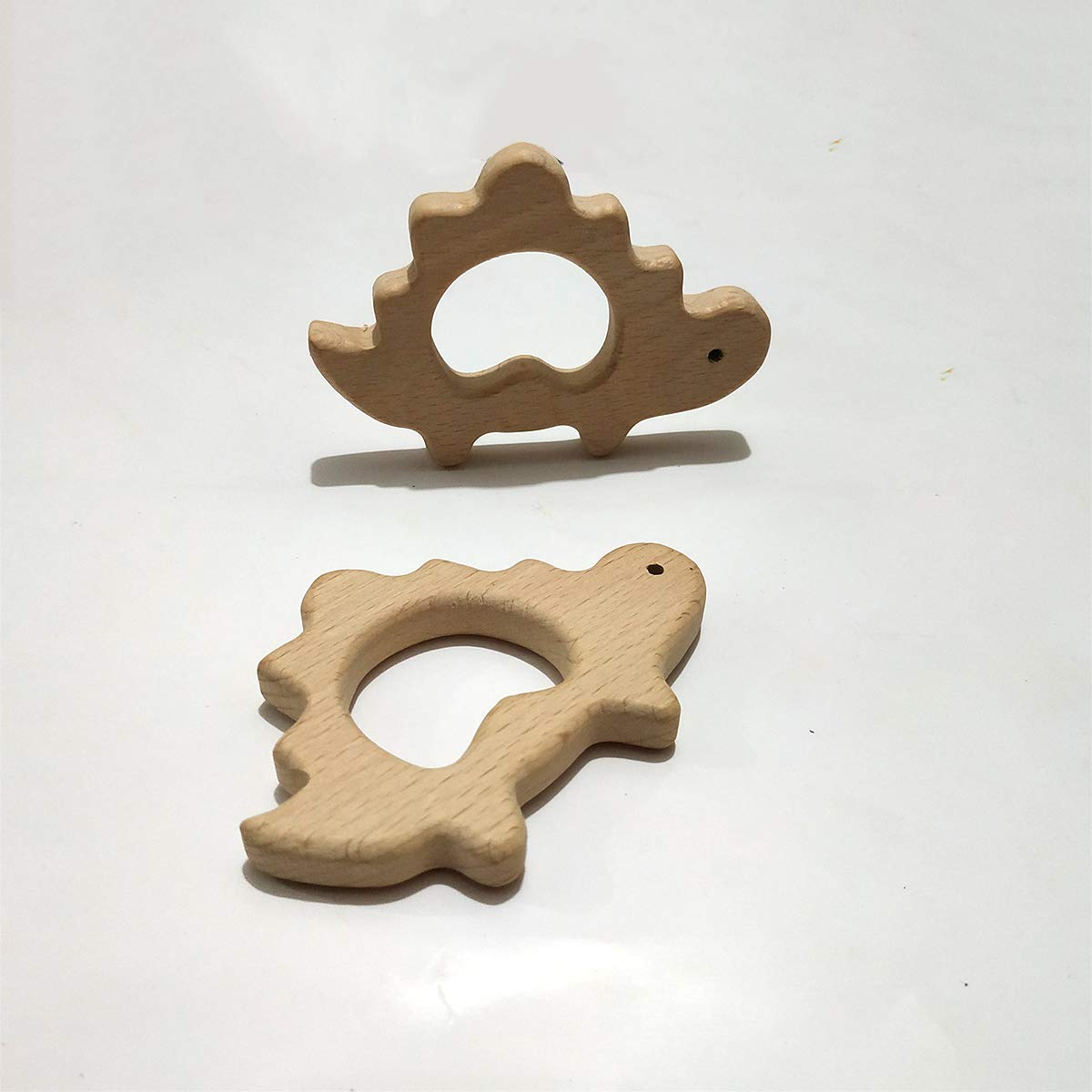 10pcs Lovely Cartoon Wood Dinosaur Pure Natural Animal Shape Beech Wooden Handmade Pattern DIY Jewelry Making Necklace Pendant (Dinosaur 10pcs)