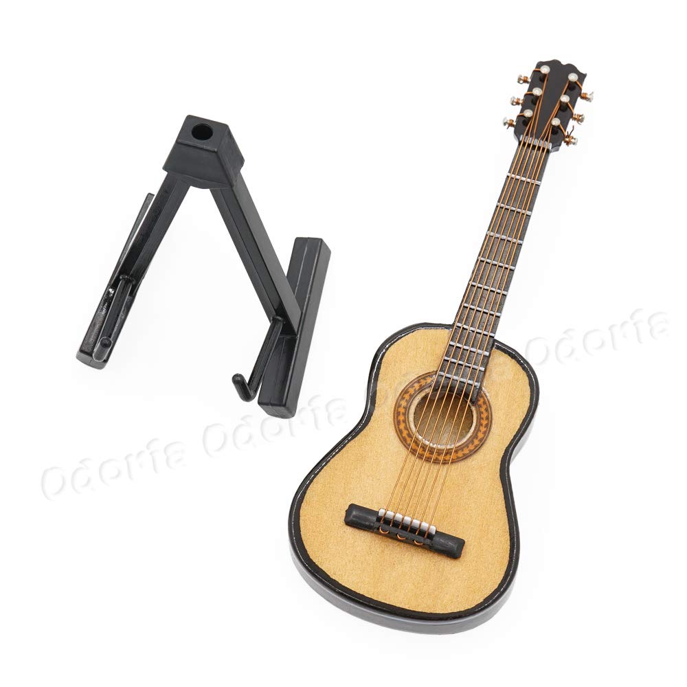 Odoria 1/12 Miniature Guitar Dollhouse Musical Instruments Accessories, Wood Color