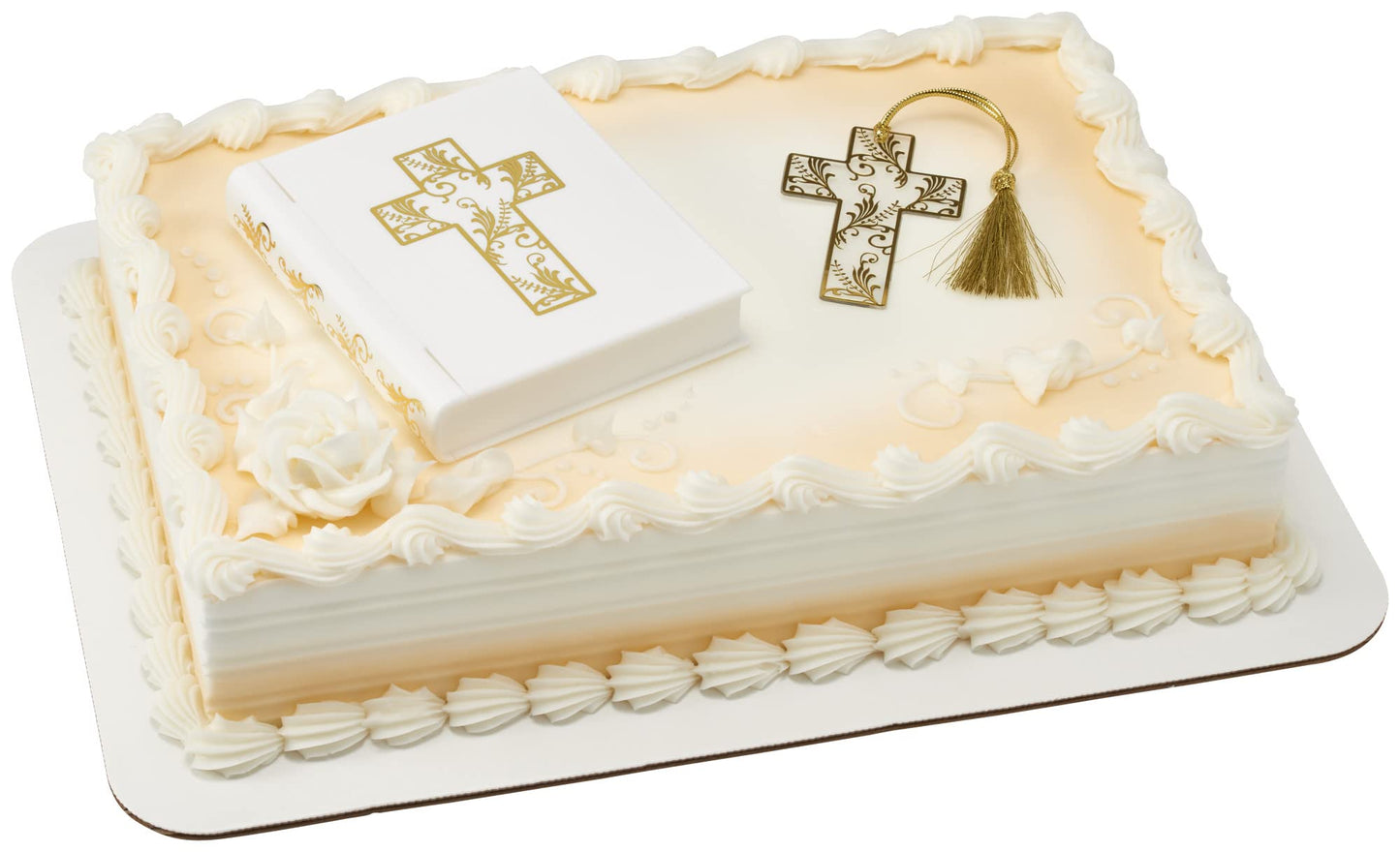 Religious Bible and Cross Cake Topper