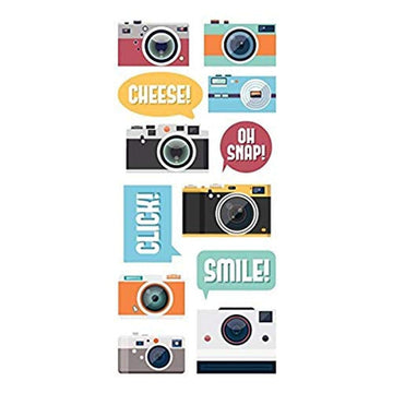 Paper House Productions STP-0045E Cameras Stickers, Puffy (3-Pack)