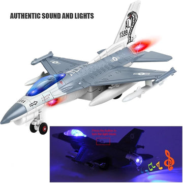 F-16 Fighting Falcon Thunderbirds Model Army Air Force Military Airplane Model Kit with Fun Lights and Sounds, Suitable for Military Enthusiasts