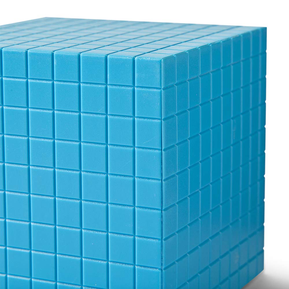 hand2mind Blue Plastic Base Ten Blocks Cube, Place Value Blocks, Counting Cubes for Kids Math, Base Ten Blocks Classroom Set, Math Blocks
