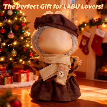 17cm Doll Clothes for Lububu(NO Doll), 4-Piece Outfit Accessories Suit, Hat+Skirt+Scarf+Sweater Cute and Premium Dress Up Set for lafufu,