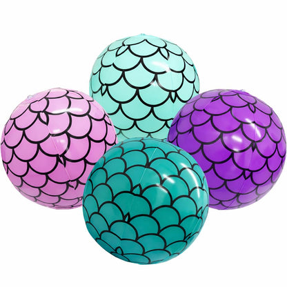 Mermaid Beach Balls (4 Pack) Mermaid Party Favors, Mermaid Party Decorations for Girls, Mermaid Birthday Party Supplies, Under The Sea Themed Party
