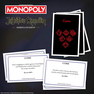 MONOPOLY: Jujutsu Kaisen Edition Board Game, Buy Sell Trade Locations from the Shibuya Incident Arc, Featuring 6 Custom Tokens: Yuji Itadori, Panda