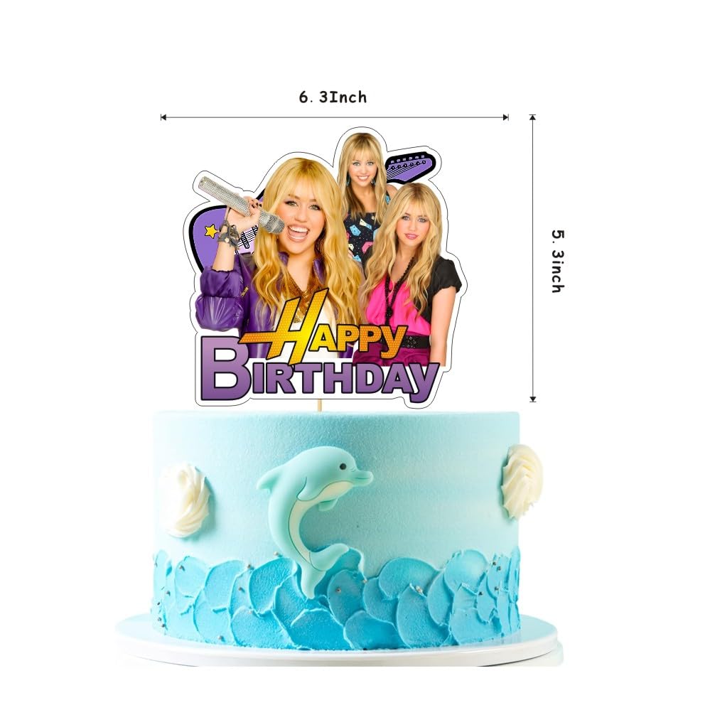 Hannah Montana Birthday Decorations, Hannah Montana Party Supplies Include Happy Birthday Banner, Cake Topper and Cupcake Toppers, Balloons for Kids