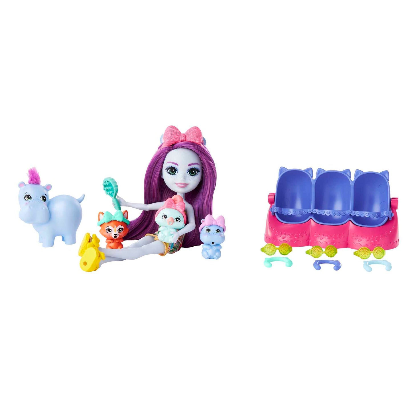 Enchantimals Baby Best Friends Hipcio Set with Surprises - Small Doll, Animal Friend Figure, 3 Little Animals + Accessories, Surprises for Unpacking