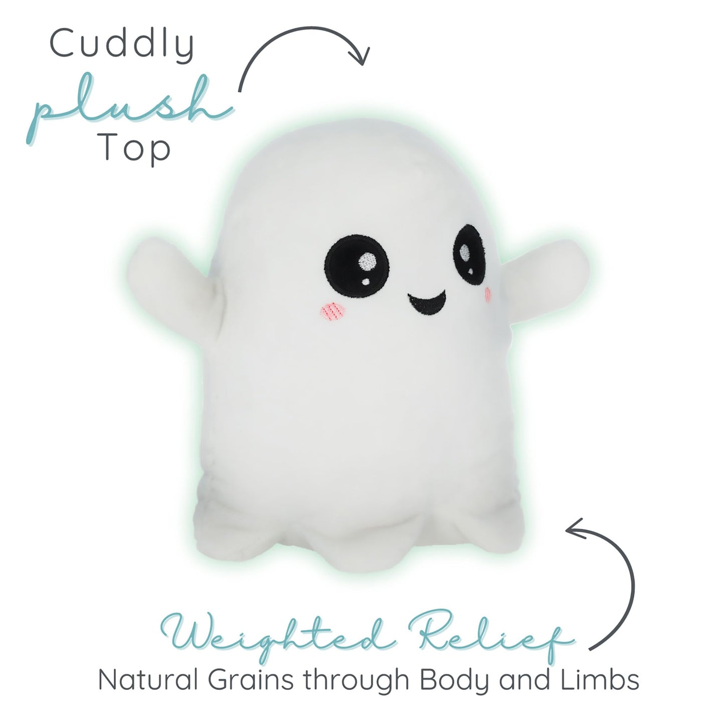 1i4 Group Glow in the Dark - Ghost - Microwavable & Weighted Plush Stuffed Animal - Heated Plushie for Warmth - Cute, Soft, Cozy Toy for Adults