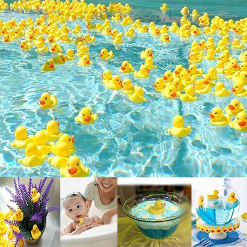 SOHAPY 100Pcs Mini Yellow Rubber Ducks Tiny Baby Shower Rubber Ducks, Squeak Fun Baby Yellow Rubber Bath Toy Float Fun Decorations for Shower Birthday