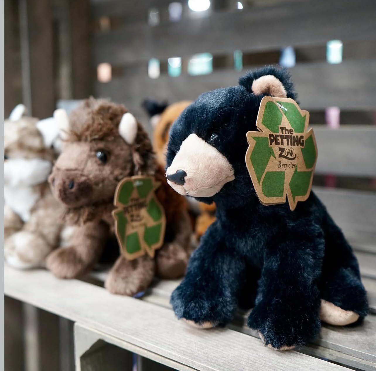 The Petting Zoo Bear Stuffed Animal, Gifts for Kids, Wild Onez Zoo Animals, Black Bear Plush Toy 9 inches
