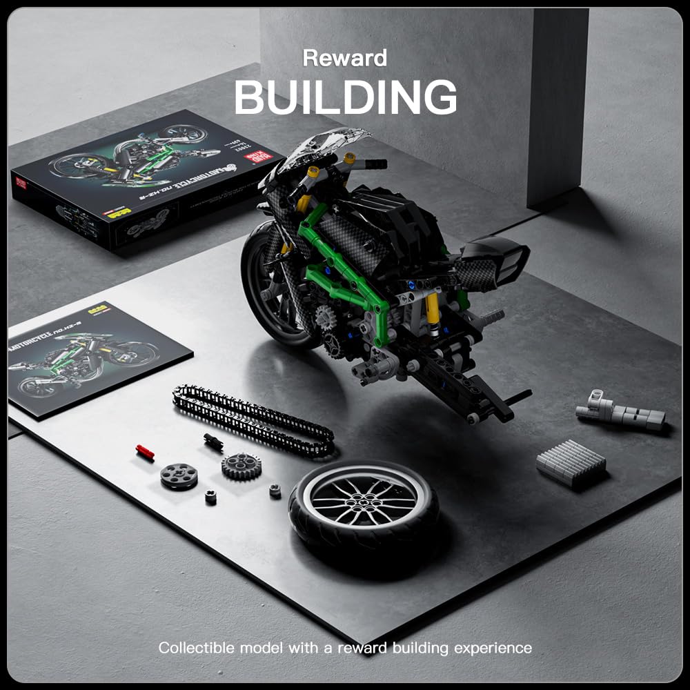 Mould King Motorcycle Kit Building Sets, 23002 Bike Model Kit Building Kit, Moto Building Toys for Creative Play and Display, Model Motorcycle Kits