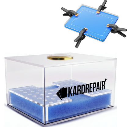 Kardrepair - Card Repair/Restoration Humidor Kit - Includes 2 Acrylic Flattening Plates, 2 EVA Foam Pads, 4 Spring Clamps, Custom Fit Base Sponge