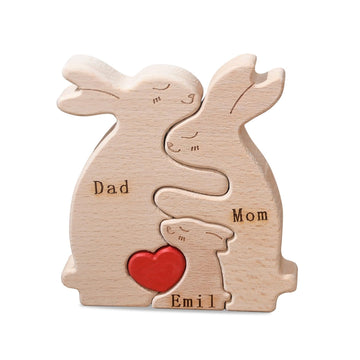 JOBFLY Personalized Wooden Bunny Rabbit Toys Easter Gift with 2-5 Names