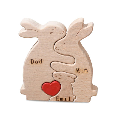JOBFLY Personalized Wooden Bunny Rabbit Toys Easter Gift with 2-5 Names
