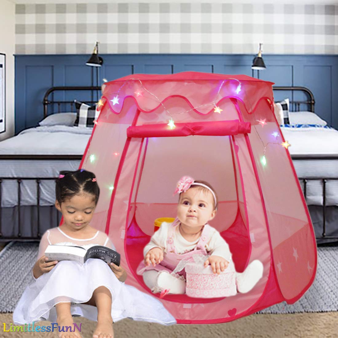 Princess Pop Up Kids Play Tent & Lights, Children Ball Pit Toy, 48" x 36"