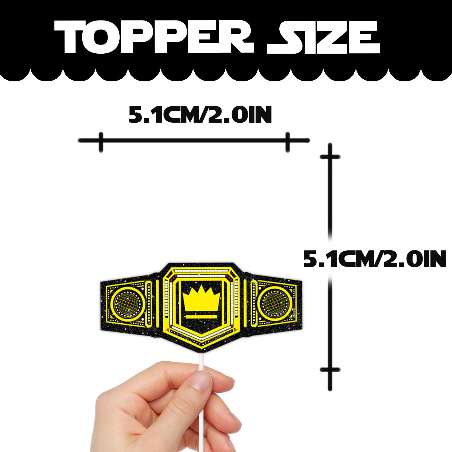 18pcs Gold Glitter Heavyweight Belt Dessert Cupcake Topper Wrestling Sport Champion Theme Decor Supplies Men Women Happy Birthday Anniversary Party