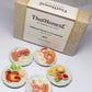Mixed 5 Assorted Breakfast Dollhouse Miniature Food Set (1/6 Scale) - Sausage, Salmon Steak, Bacon, Burger & Fried Egg on Ceramic Plates, Handmade