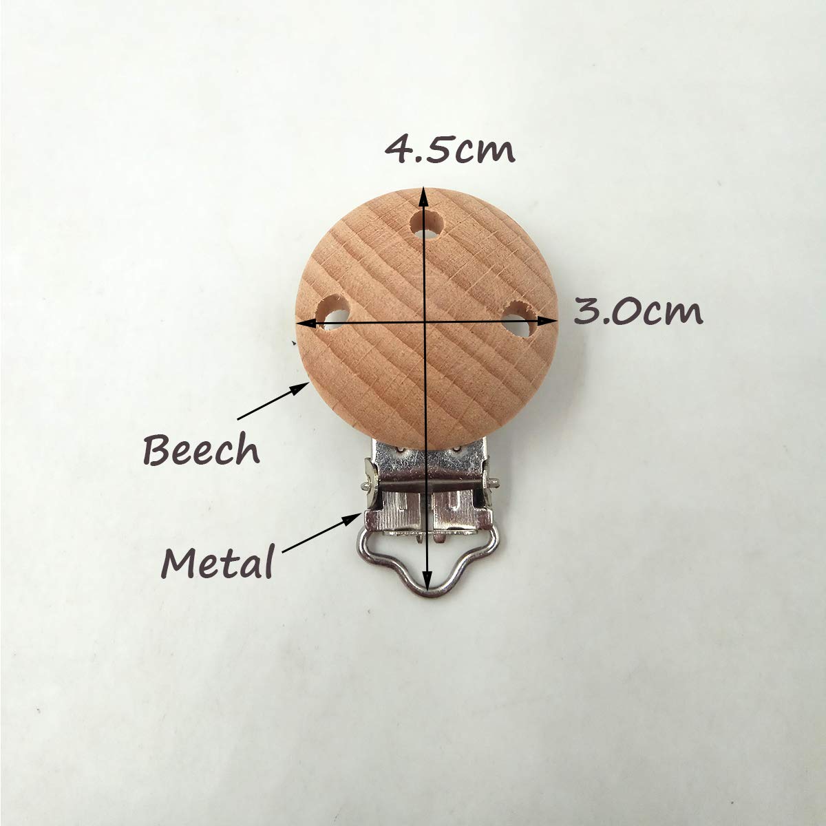 Natural Beech Wood Pacifier Clips Holder Teething Grasping Suspender Clips Charm DIY Pacifier Chain Teether Accessory (15pcs)
