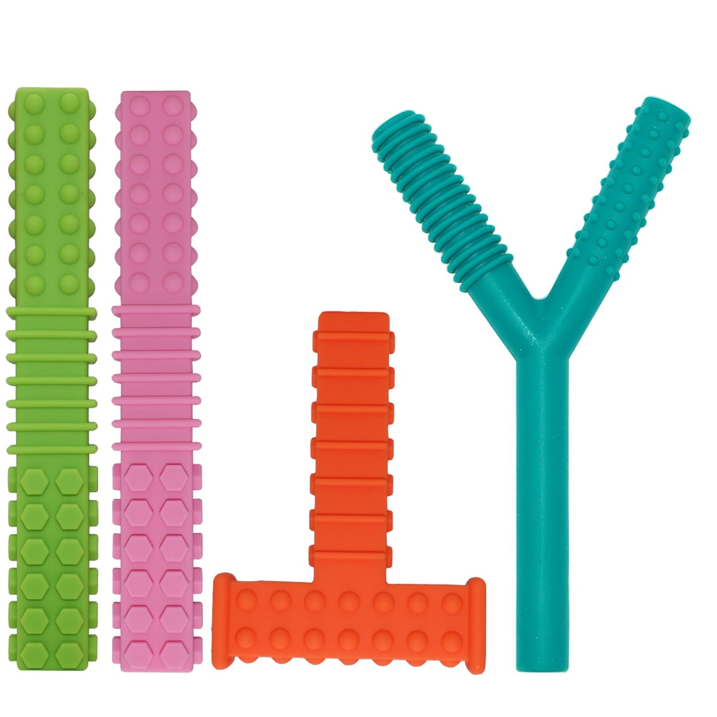Sensory Chew Toys for Autistic Children, 4 Pack Silicone Chew Tube Teething Sticks Toys for Autism, ADHD, SPD, Chewies with Special Needs, Oral Motor