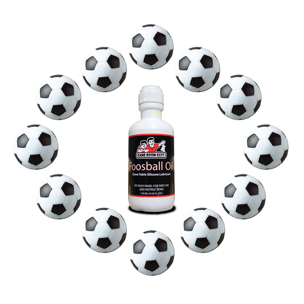 Game Room Guys 12 Soccer Foosballs and 4 oz Silicone Bottle