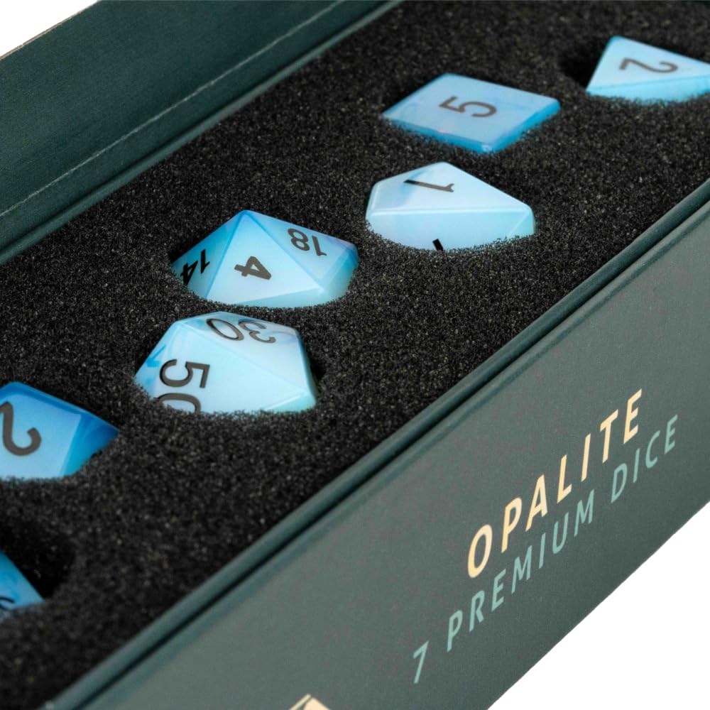 FanRoll Mystic Mines Opalite: 16mm Stone Polyhedral Dice Set