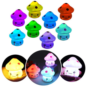 TornadoZ LED Light Up Color Changing Mushroom Toy (8 Pcs) | Multi-Color Flashing LED Night Light Lamp | Cute & Fun Creative Kids Toy | Home, Birthday